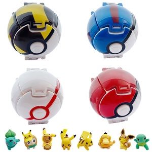 4 Pcs of Pokeball Figures With Pokemon Figures - Best Pokeball Figures Set